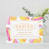 Kleurrijke helderroze paaseierstunt kaart (Staand voorkant)