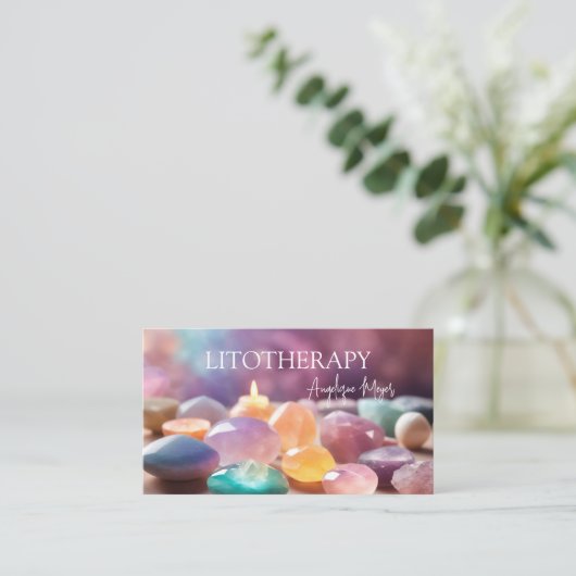 Kleurrijke helende stenen & Litotherapie Visitekaartje (Staand voorkant)