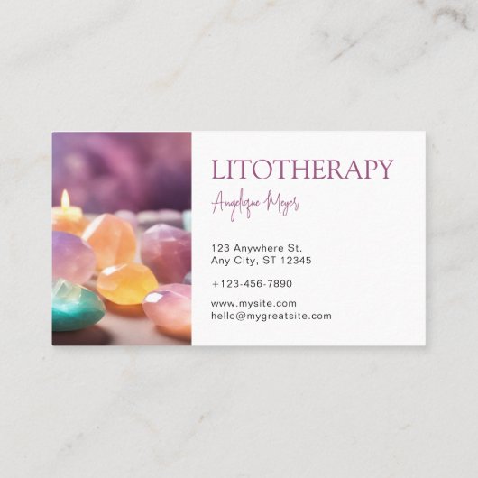 Kleurrijke helende stenen & Litotherapie Visitekaartje (Achterkant)
