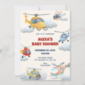 Kleurrijke helikopter baby shower uitnodiging (Voorkant)