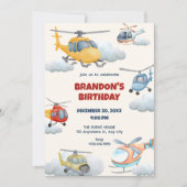 Kleurrijke helikopter verjaardag uitnodiging (Voorkant)