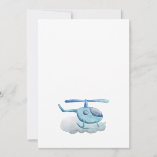 Kleurrijke helikopter verjaardag uitnodiging (Achterkant)