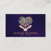 Kleurrijke Helpende Handen Hartboom Mozaïek Visitekaartje (Voorkant)