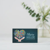 Kleurrijke Helpende Handen Hartboom Mozaïek Visitekaartje (Staand voorkant)