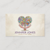 Kleurrijke Helpende Handen Hartboom Mozaïek Visitekaartje (Voorkant)