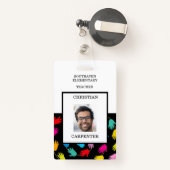 Kleurrijke Helpende Handen Leraar School Fotobadge Badge (Achterkant met intrekbare)