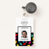 Kleurrijke Helpende Handen Leraar School Fotobadge Badge (Voorkant met intrekbare)