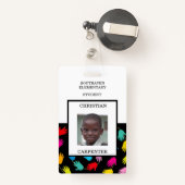 Kleurrijke Helpende Handen Student School Foto Bad Badge (Achterkant met intrekbare)