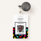 Kleurrijke Helpende Handen Student School Foto Bad Badge (Voorkant met intrekbare)