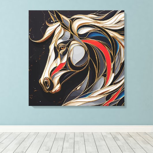 Kleurrijke hengst geest canvas afdruk (Insitu (Houten vloer))