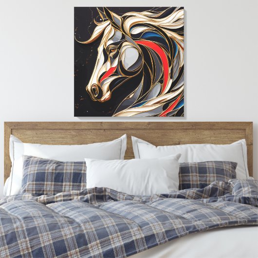 Kleurrijke hengst geest canvas afdruk (Insitu (Slaapkamer))