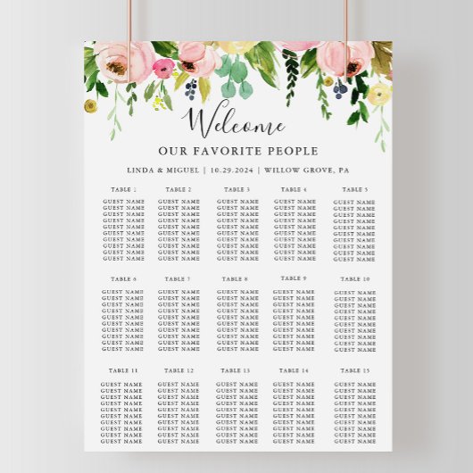 Kleurrijke Herfst Alfabetische Wedding Zitting Gra Poster