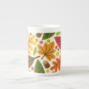 Kleurrijke herfst bladeren en eikels patroon porselein kop