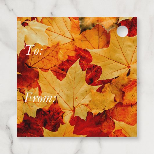 Kleurrijke herfst bladeren foto bedankjes labels (Achterkant)