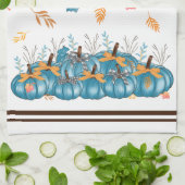 Kleurrijke Herfst Blauwe Pompoenen Keukenhanddoek (Gevouwen)