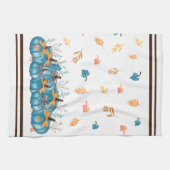 Kleurrijke Herfst Blauwe Pompoenen Keukenhanddoek (Horizontaal)