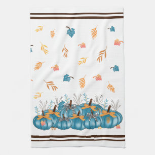 Kleurrijke Herfst Blauwe Pompoenen Keukenhanddoek