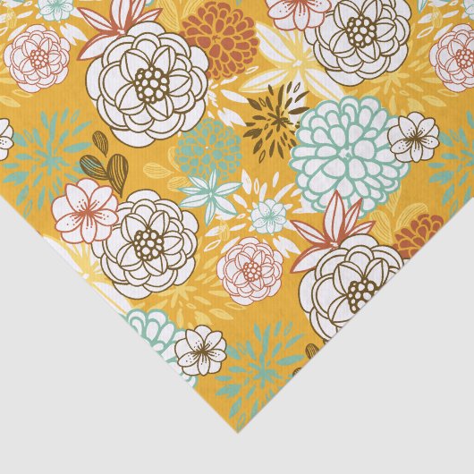 Kleurrijke Herfst Bloeit Patroon Weefsel Papier (Detail)