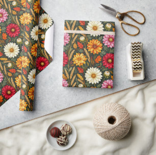 Kleurrijke Herfst Bloemen Cadeaupapier