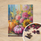 Kleurrijke Herfst Bloemen en Pompoenen Legpuzzel