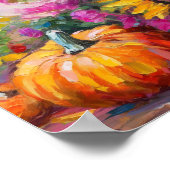 Kleurrijke Herfst Bloemen en Pompoenen Poster (Hoek)