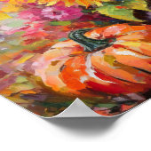 Kleurrijke Herfst Bloemen en Pompoenen Poster (Hoek)