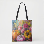 Kleurrijke Herfst Bloemen en Pompoenen Tote Bag (Voorkant)