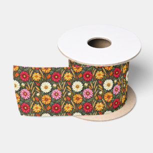 Kleurrijke herfst bloemen satijnen lint