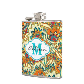 Kleurrijke Herfst Bloemenpatroon gepersonaliseerd Heupfles (Links)