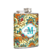 Kleurrijke Herfst Bloemenpatroon gepersonaliseerd Heupfles (Rechts)