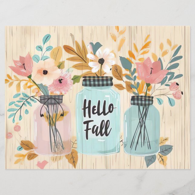 Kleurrijke herfst bloempatroon plakboek papier (Voorkant)