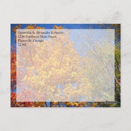 Kleurrijke herfst bomen herfst bruiloft/dank u briefkaart (Achterkant)