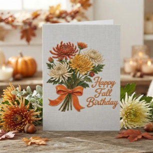 Kleurrijke herfst chrysanthemum boeket verjaardag kaart
