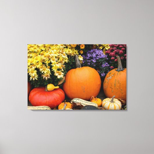 Kleurrijke herfst decoratieve pompoen display canvas afdruk (Voorkant)