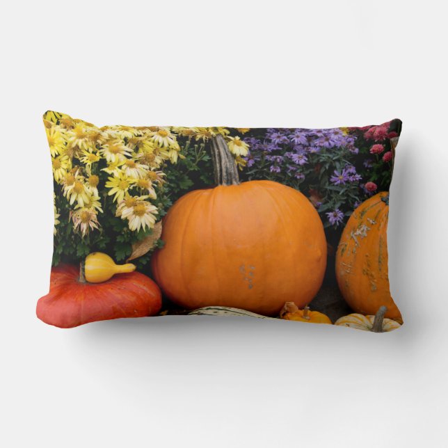 Kleurrijke herfst decoratieve pompoen display kussen (Voorkant)
