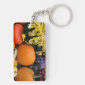 Kleurrijke herfst decoratieve pompoen display sleutelhanger (achterkant)