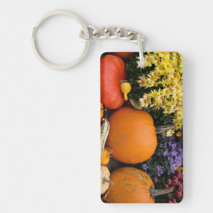 Kleurrijke herfst decoratieve pompoen display sleutelhanger