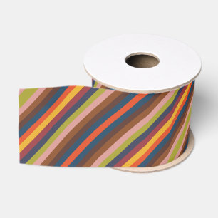 Kleurrijke herfst- en wintertinten strepenpatroon grosgrain lint