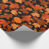 Kleurrijke herfst esdoorbladeren en pompoenpatroon cadeaupapier (Hoek)
