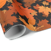 Kleurrijke herfst esdoorbladeren en pompoenpatroon cadeaupapier (Rol Hoek)