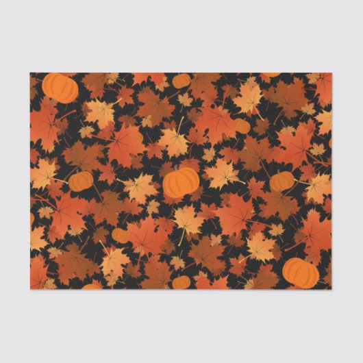 Kleurrijke herfst esdoorbladeren en pompoenpatroon tissuepapier (Voorkant)