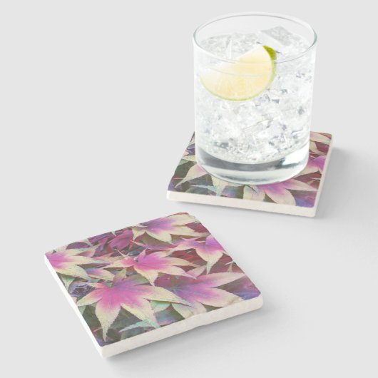 Kleurrijke herfst esdoorn bladeren stenen onderzetter (Zijkant)