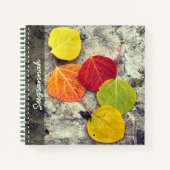 Kleurrijke herfst espenbladeren foto gepersonalise notitieboek (Voorkant)