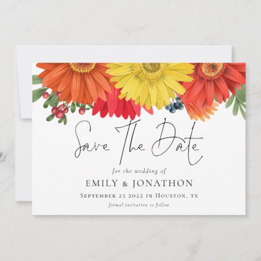 Kleurrijke Herfst Floral QR Code Weddenschap spare Save The Date (Voorkant)