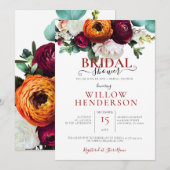 Kleurrijke Herfst Floral Wedding Shower Kaart (Voorkant / Achterkant)