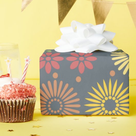 Kleurrijke Herfst Flowers in Warm Shades Cadeaupapier (Verjaardagsfeest)