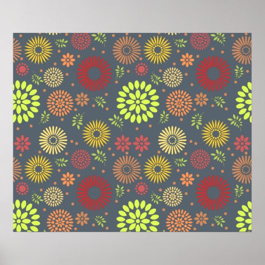 Kleurrijke Herfst Flowers in Warm Shades Poster (Voorkant)