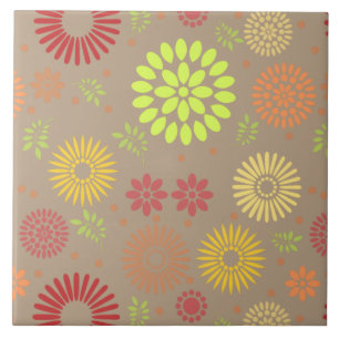 Kleurrijke Herfst Flowers in Warm Shades Tegeltje