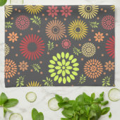 Kleurrijke Herfst Flowers in Warm Shades Theedoek (Gevouwen)