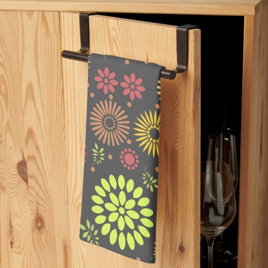 Kleurrijke Herfst Flowers in Warm Shades Theedoek (Derde Gevouwen)